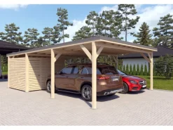 Holzbrüder Carport Ralf 52m² mit kl. Geräteraum Impräg.-Dunkelgrau