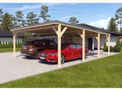 Holzbrüder Carport Ralf 52m² mit kl. Geräteraum Impräg.-Dunkelgrau