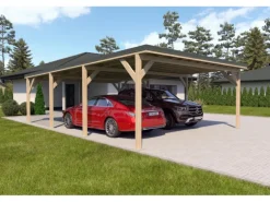Holzbrüder Carport Ralf 52m² Imprägniert-Dornengrün