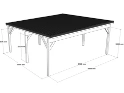 Holzbrüder Carport Ralf 36m² 150kg/m² Natur-Dunkelbraun