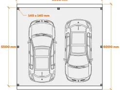 Holzbrüder Carport Ralf 36m² 150kg/m² Natur-Dunkelbraun