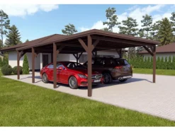 Holzbrüder Carport Ralf 52m² Graubraun-Dunkelbraun