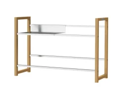 holz4home Getränkekistenregal aus Holz Inklusive Edelstahlablage 4 Kisten Silber