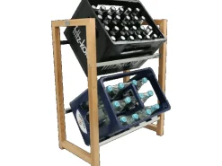 holz4home Getränkekistenregal aus Holz Inklusive Edelstahlablage 2 Kisten Silber