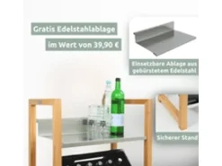holz4home Getränkekistenregal aus Holz Inklusive Edelstahlablage 2 Kisten Silber