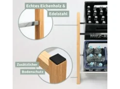 holz4home Getränkekistenregal aus Holz Inklusive Edelstahlablage 2 Kisten Silber