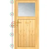 Holz-Nebeneingangstür NET 504 Fichte Natur 98 cm x 200 cm Anschlag Links