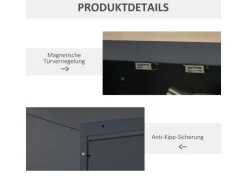 HOMCOM Aktenschrank Metall 75L x 33B x 110H cm Grau