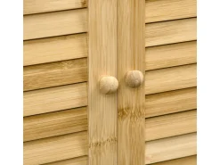 HOMCOM Badschrank mit 2 Lamellentüren Bambus Natur 50L x 25,5B x 92H cm
