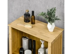 HOMCOM Badschrank mit 2 Lamellentüren Bambus Natur 50L x 25,5B x 92H cm