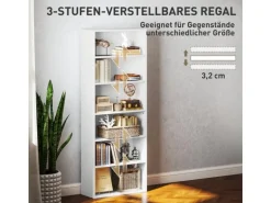 HOMCOM Bücherregal Standregal mit 5 Ebenen Aufbewahrungsregal