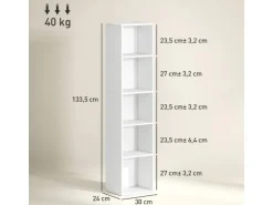 HOMCOM Bücherregal Standregal mit 5 Ebenen Aufbewahrungsregal