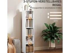 HOMCOM Bücherregal Standregal mit 5 Ebenen Aufbewahrungsregal