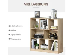 HOMCOM Bücherregal 3-Stöckige für Home-Office Wohnzimmer 97,5 x 30 x 100cm