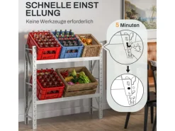 HOMCOM Getränkekistenregal für 6 Kisten 110 x 30 x 110 cm Kistenregal Stahl