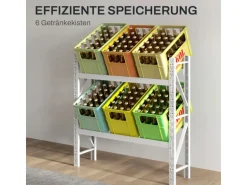 HOMCOM Getränkekistenregal für 6 Kisten 110 x 30 x 110 cm Kistenregal Stahl