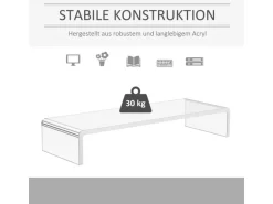 HOMCOM Monitorständer für Laptop PC Ergonomisch Acryl Transparent 53 x 19 x 9 cm
