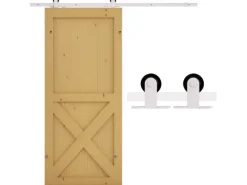 HOMCOM Schiebetür-Beschlagsatz Kohlenstoffstahl 183L x 4B x 0,6H cm Weiß