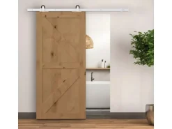 HOMCOM Schiebetür-Beschlagsatz Kohlenstoffstahl 183L x 4B x 0,6H cm Weiß