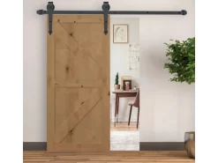 HOMCOM Schiebetür-Beschlagsatz Kohlenstoffstahl 200L x 4B x 0,6H cm Braun