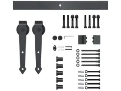 HOMCOM Schiebetür-Beschlagsatz Kohlenstoffstahl 200L x 4B x 0,6H cm Braun