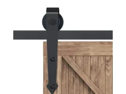 HOMCOM Schiebetür-Beschlagsatz Kohlenstoffstahl 200L x 4B x 0,6H cm Braun