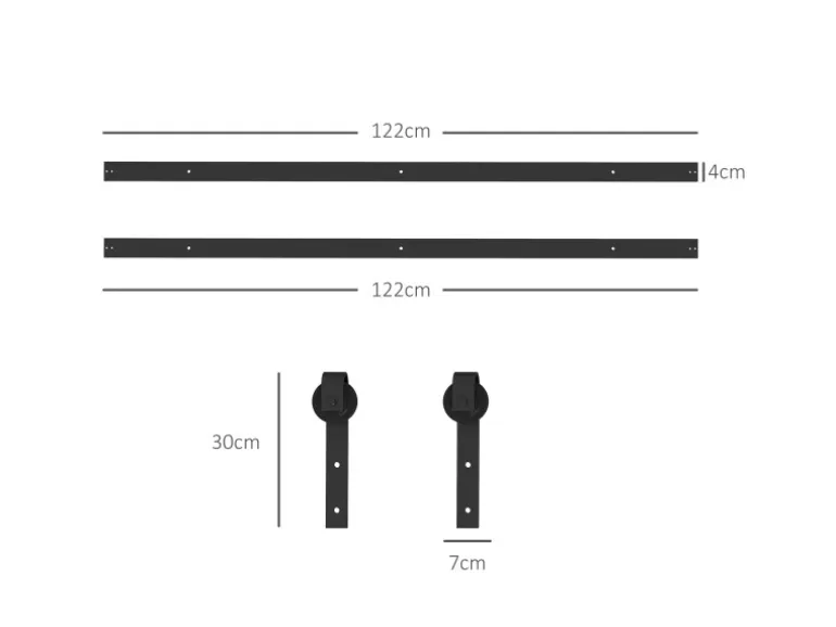HOMCOM Schiebetüren-Beschlagsatz 244 cm Komplett-Set mit Pufferfunktion