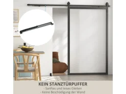 HOMCOM Schiebetüren-Beschlagsatz 244 cm Komplett-Set mit Pufferfunktion