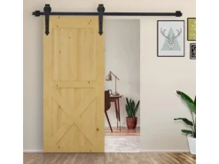 HOMCOM Schiebetüren-Beschlagsatz Kohlenstoffstahl 200L x 4B x 1H cm Schwarz