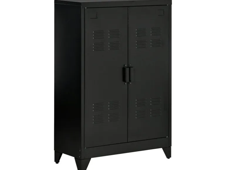 HOMCOM Sideboard mit 2 Verstellbaren Einlegeböden Schwarz 75 x 33 x 110 cm