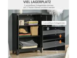 HOMCOM Sideboard mit 2 Verstellbaren Einlegeböden Schwarz 75 x 33 x 110 cm