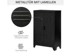 HOMCOM Sideboard mit 2 Verstellbaren Einlegeböden Schwarz 75 x 33 x 110 cm