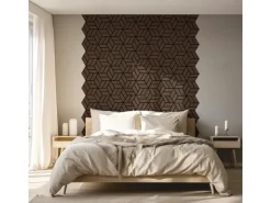 Homestyle4u Akustikpaneele Braun 30 x 26 cm 5 Stück Hexagon Wandpaneele Holz