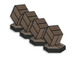 Homestyle4u Akustikpaneele 30 x 26 cm 16 Stück Braun Hexagon Wandpaneele Holz