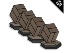 Homestyle4u Akustikpaneele 30 x 26 cm 16 Stück Braun Hexagon Wandpaneele Holz
