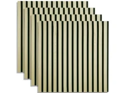 Homestyle4u Akustikpaneele Holz 60x60 cm 4er Set Creme Wandpaneele Beige 2703
