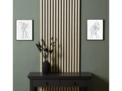 Homestyle4u Akustikpaneele Holz 60x60 cm 4er Set Creme Wandpaneele Beige 2703