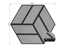 Homestyle4u Akustikpaneele 30 x 26 cm 20 Stück Grau Hexagon Wandpaneele Holz