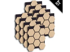 Homestyle4u Akustikpaneele 8 Wandpaneele Holz Hexagon 76 x 62 cm Stück Natur