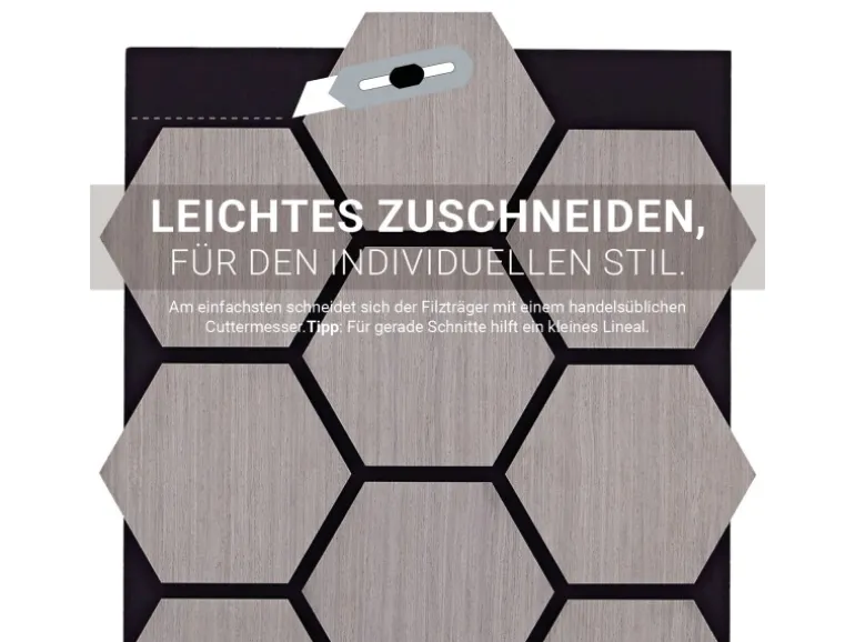 Homestyle4u Akustikpaneele 8 Wandpaneele Holz Hexagon 76 x 62 cm Stück Grau