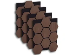 Homestyle4u Akustikpaneele 4 Wandpaneele Holz Hexagon 76 x 62 cm Stück Braun