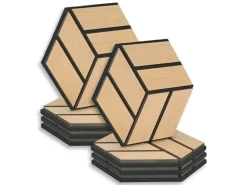 Homestyle4u Akustikpaneele 30 x 26 cm 8 Stück Natur Hexagon Wandpaneele Holz