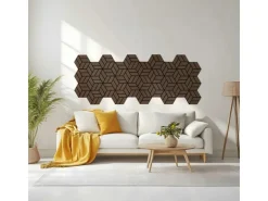 Homestyle4u Akustikpaneele 30 x 26 cm 15 Stück Braun Hexagon Wandpaneele Holz