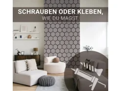 Homestyle4u Akustikpaneele Grau 4 Wandpaneele Holz Hexagon 76 x 62 cm Stück