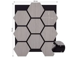 Homestyle4u Akustikpaneele Grau 4 Wandpaneele Holz Hexagon 76 x 62 cm Stück