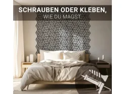 Homestyle4u Akustikpaneele 30 x 26 cm 16 Stück Grau Hexagon Wandpaneele Holz