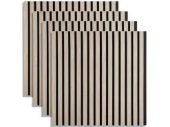 Homestyle4u Akustikpaneele Holz Grau 60x60 cm 4er Set Wandpaneele Paneele 2662