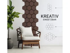 Homestyle4u Akustikpaneele 8 Wandpaneele Holz Hexagon 76 x 62 cm Stück Braun