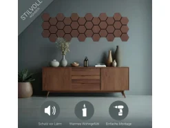Homestyle4u Akustikpaneele 8 Wandpaneele Holz Hexagon 76 x 62 cm Stück Braun