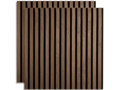 Homestyle4u Akustikpaneele 60x60 2er Set Holz Braun Wallnuss Wandpaneele